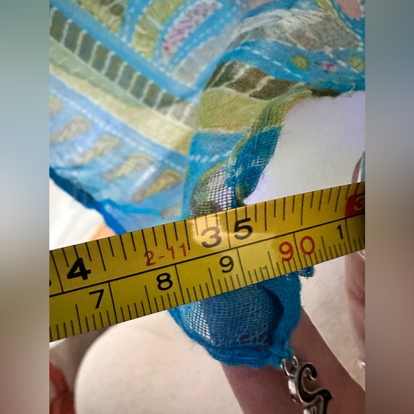 VINTAGE Elephant Blue Sheer Wrap/Scarf/Sarong - Picture 9 of 10